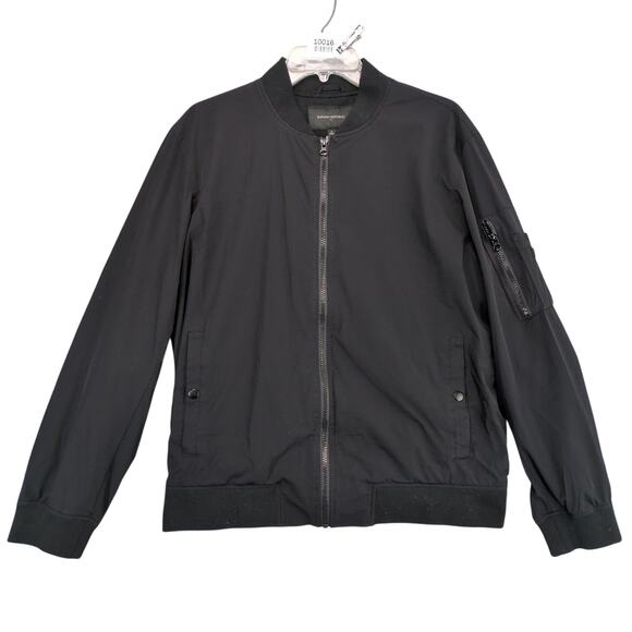 Banana Republic Men's L Black Tech Motion Bomber Jacket Classic Full Zip Utility - Picture 1 of 6